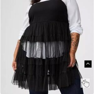 Torrid Challis And Mesh Tiered Sleeveless Top